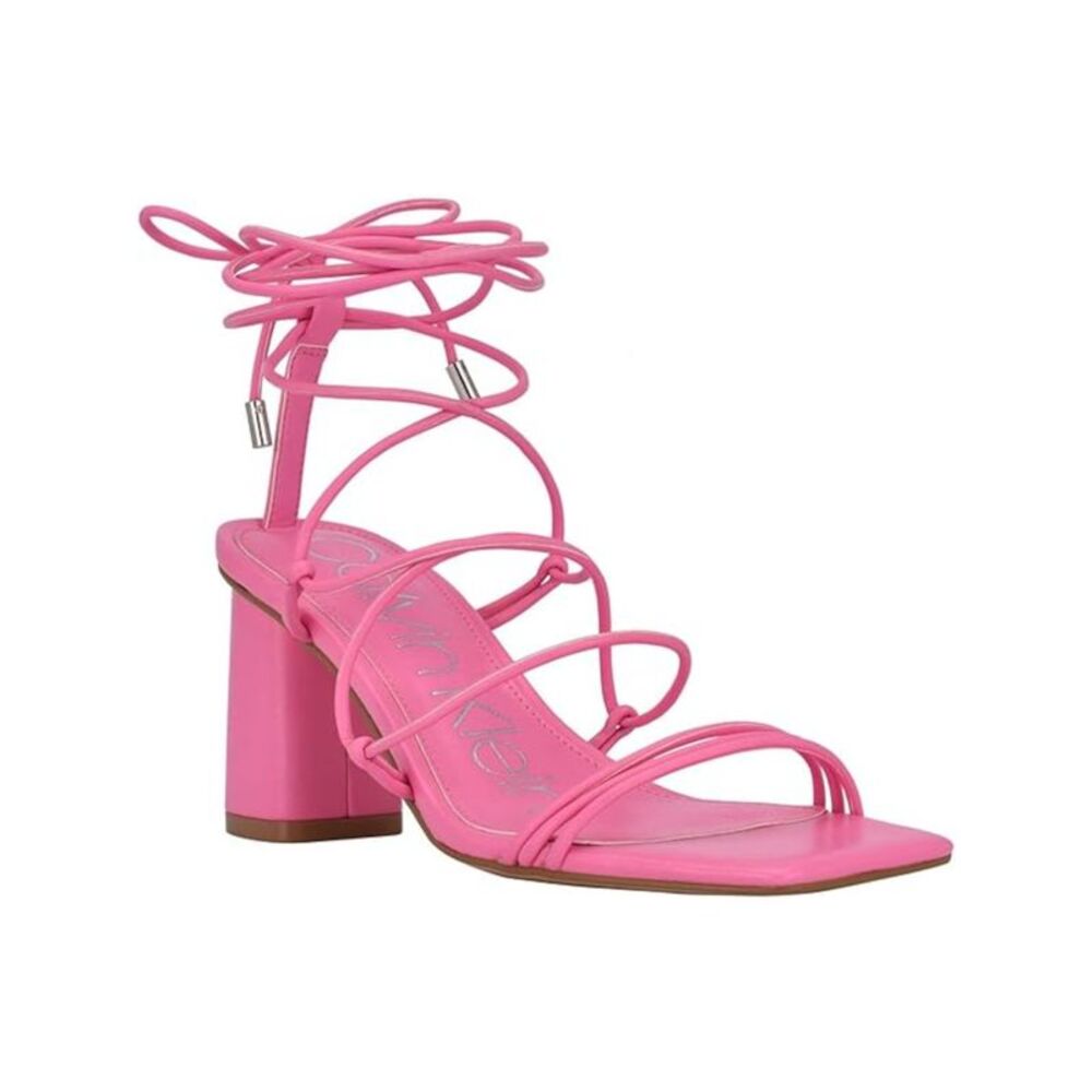 CALVIN KLEIN Womens Pink Calista Square Toe Block Heel Heeled Sandal 11 M